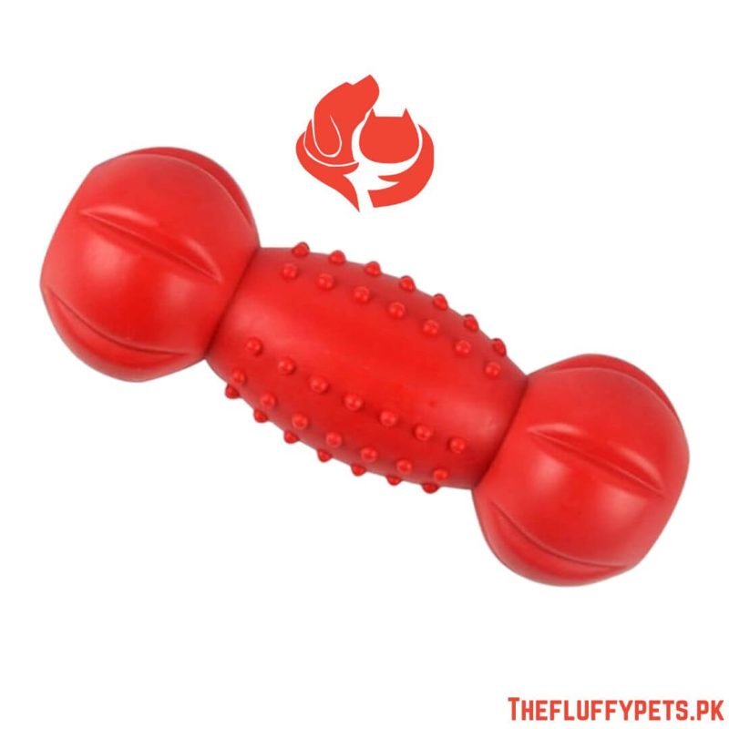 Dog Toys Dotted Dumbbell Shaped Dog Squeeze Squeaky Pet Chew Toy