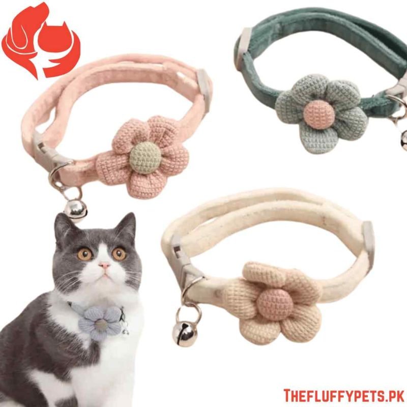 Cat Flower Collar with Bell