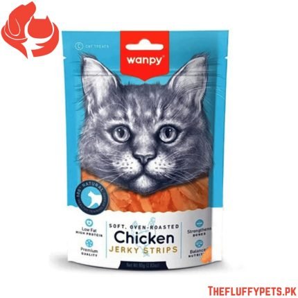 Wanpy Adult Cat Soft Chicken Jerky Strips - 80g Pouch